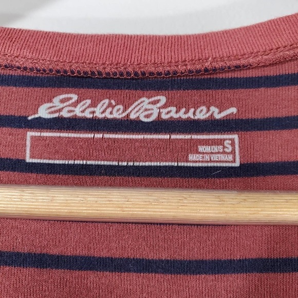 Eddie Bauer Cotton Knit Stretch V-Neck Short Sleeve Shirt Orange Size Small - Picture 5 of 10